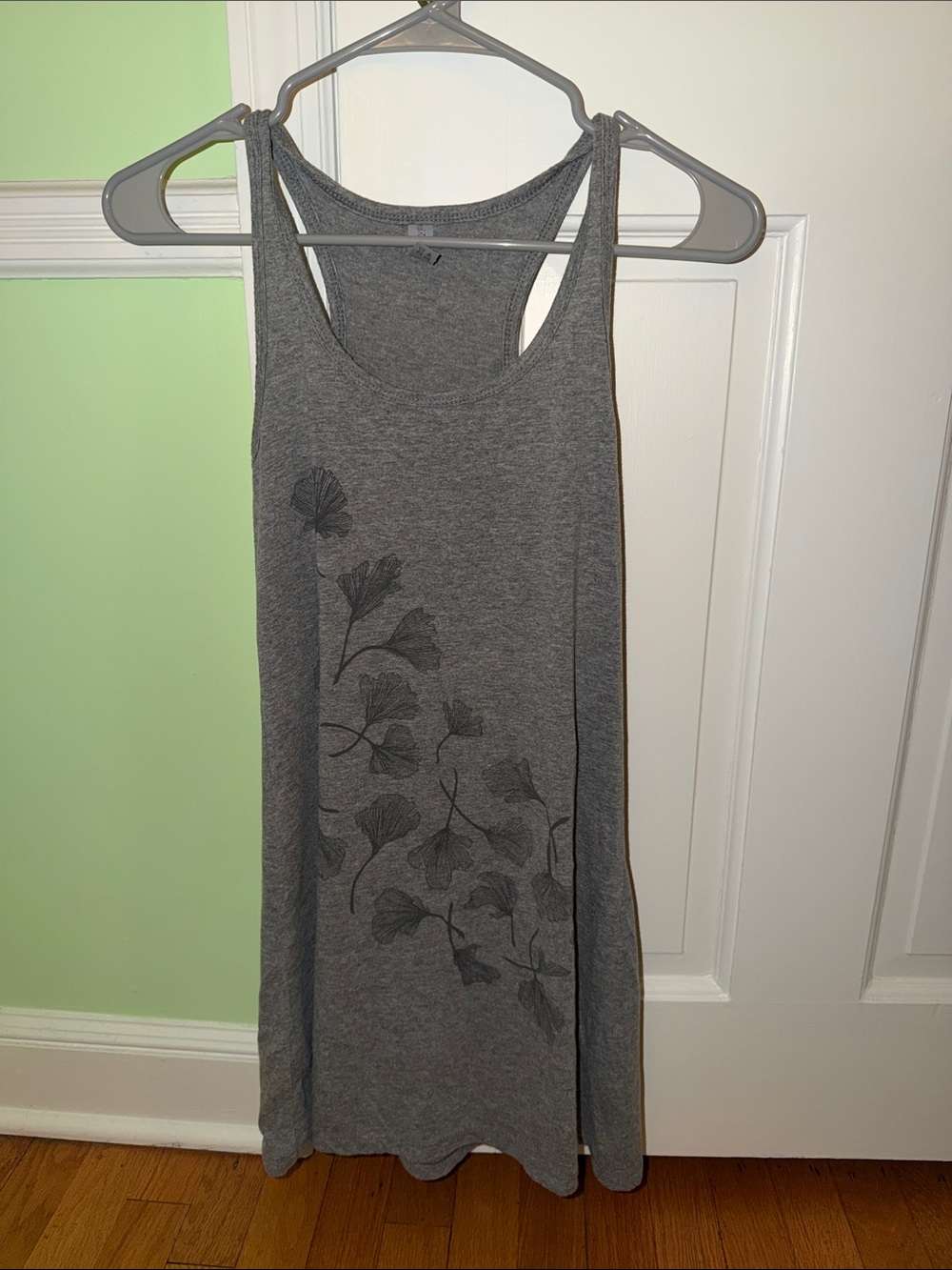 Racerback tank dress ginkgo leaf print small